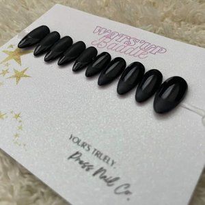 Matte glossy red bottom French tip all black press ons